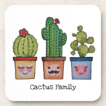 Família Cute Cactus Em Aquarela