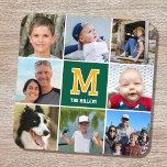 Porta-copo Família de Colagem de Fotos Monograma Verde Dourad<br><div class="desc">Celebre sua família e pessoas amadas com uma colagem de fotos especialmente curada! Esta design de porta copos de plástico duro na moda mostra oito das suas fotografias favoritas, um monograma com letra solteiro e texto personalizado. Perfeito para o nome de um indivíduo ou sobrenome de uma família. Um modelo...</div>
