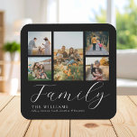 Porta-copo Família Elegante de Script de Colagem de Fotos Per<br><div class="desc">Crie suas próprias portas copos personalizadas,  basta adicionar suas fotos favoritas para uma porta copos personalizada da família.</div>