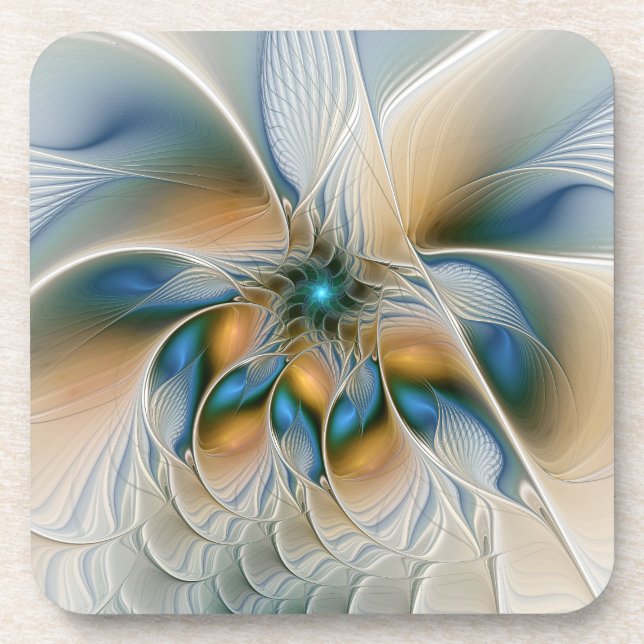 Porta-copo Fantasia Abstrata Arrojada Arte Fractal Com Azul (Frente)