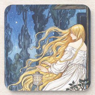 Porta-copo Fantasia Conto de Fadas Vintage Rapunzel Art Nouve