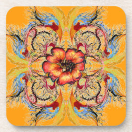 Porta-copo Fantasia de Flor Vitoriana Amarela Vermelha