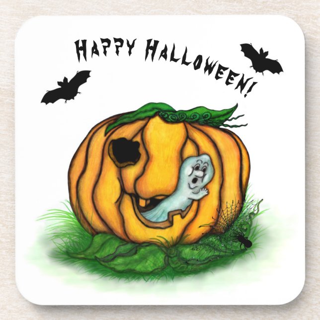 Porta-copo Fantasma do Halloween, Bat, Ghost e Spider (Frente)