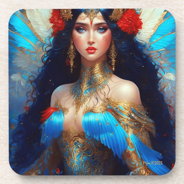 Porta-copo Fantasy Blue Water Fairy Mermaid (Frente)
