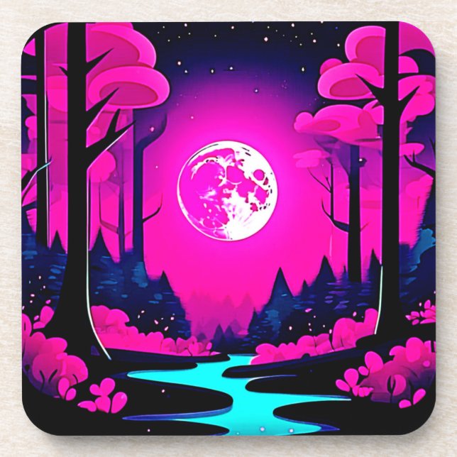 Porta-copo Fantasy Moonlit Woods Art (Frente)