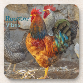 Porta-copo Farm Life Rooster Vibes Hard Plastic Coasters