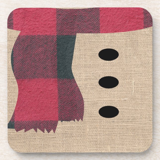 Porta-copo Farmhouse Burlap Snowman Xadrez Scarf & Butts (Frente)