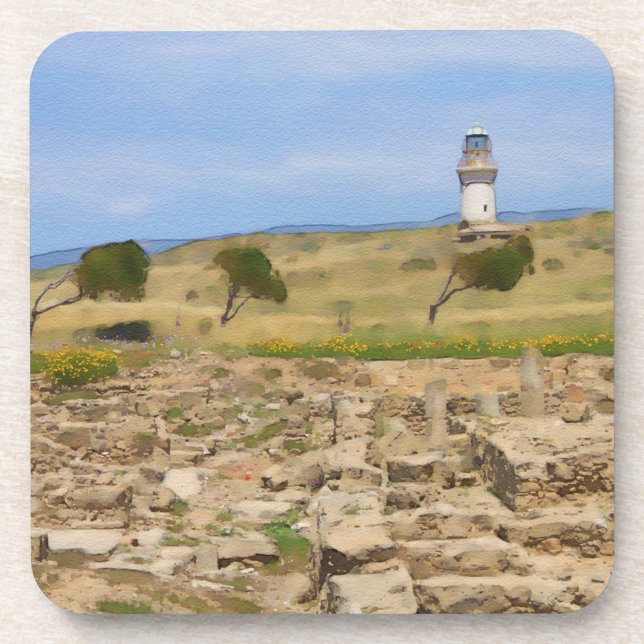 Porta-copo Farol de aquarela (Frente)