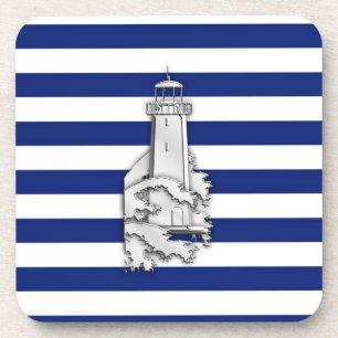 Porta-copo Farol de Cromo em Stripes Náuticas