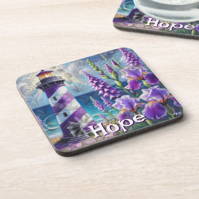 Porta-copo Farol Roxo com Foxglove & Iris Personalizado (Left Side)