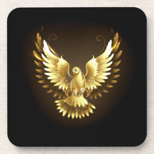 Porta-copo Faux Gold Foil Peace Dove em Preto
