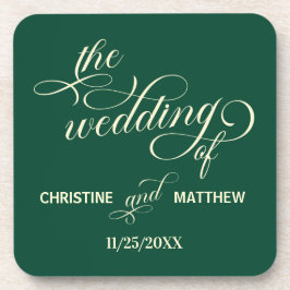 Porta-copo Favor do Casamento Teal de Calliografia Elegante