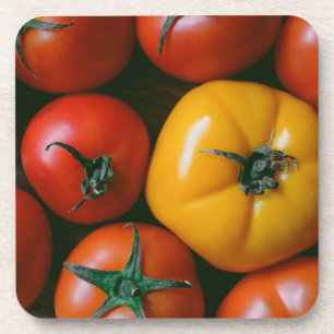 Porta-copo Fazendas Tomates vermelhos e amarelos brilhantes
