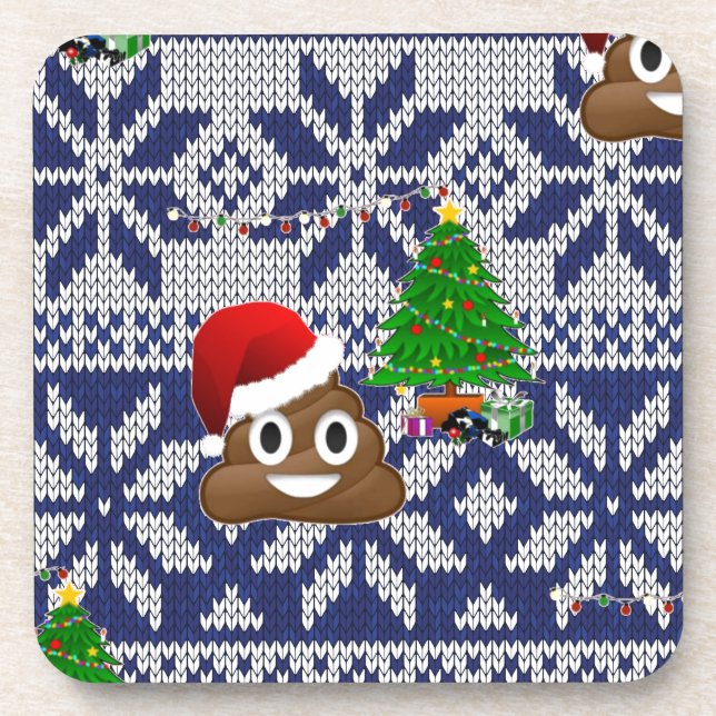 Porta-copo feio cocô de suéter de Natal emoji (Frente)