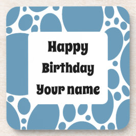 Porta-copo Feliz aniversário, padrão azul