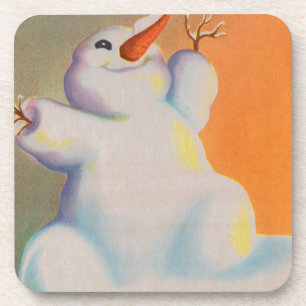 Porta-copo feliz boneco de neve saúda a manhã
