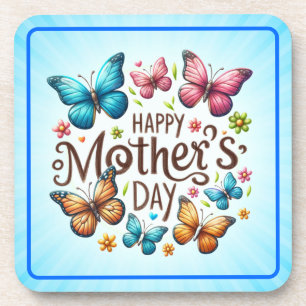 Porta-copo Feliz Dia das Mães com Clipart de Borboletas