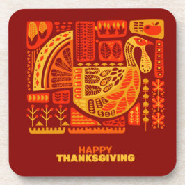 Porta-copo Feliz Duro Laranja de Ação de Graças com Cork