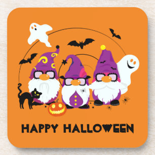 Porta-copo Feliz Halloween Gnomos e Fantasmas Cute Spooky