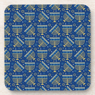 Porta-copo Feliz Hanukkah Estrela Judia Menorah Blue Chanukah