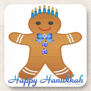 Porta-copo Feliz Hanukkah Gingerpão Homem Menorah