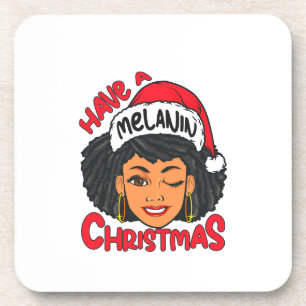 Porta-copo Feliz Melanin Feliz de Natal X-mas Black Sista
