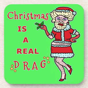Porta-copo Feliz Natal Bah Humbug Papais noeis em Drag