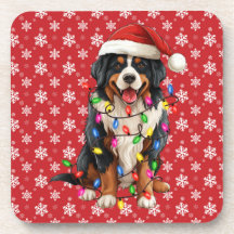 Feliz Natal Bernese Mountain Dog Santa Hat