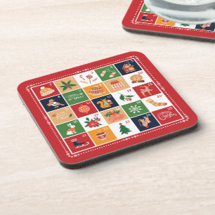 Porta-copo Feliz Natal Calendário Avançado Poinsettia Verme