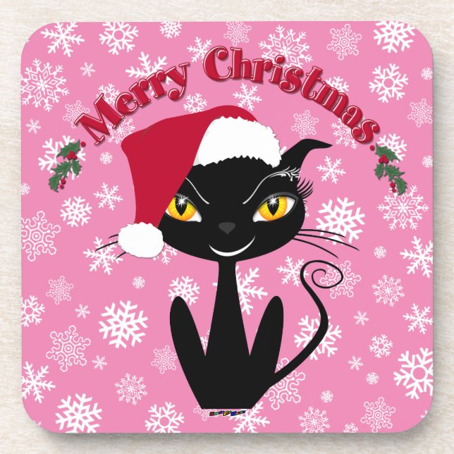 Porta-copo Feliz Natal Gato (Frente)