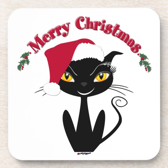 Porta-copo Feliz Natal Gato (Frente)