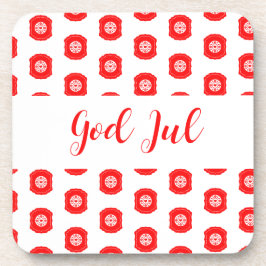 Porta-copo Feliz Natal God Jul padrão escandinavo presente
