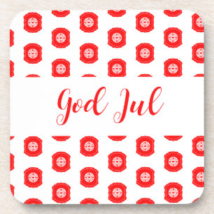 Porta-copo Feliz Natal God Jul padrão escandinavo presente