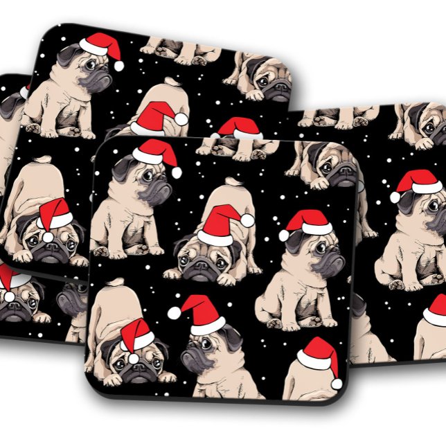 Porta-copo Feliz Natal para Papais noeis Pug | Conjunto de Co (Criador carregado)