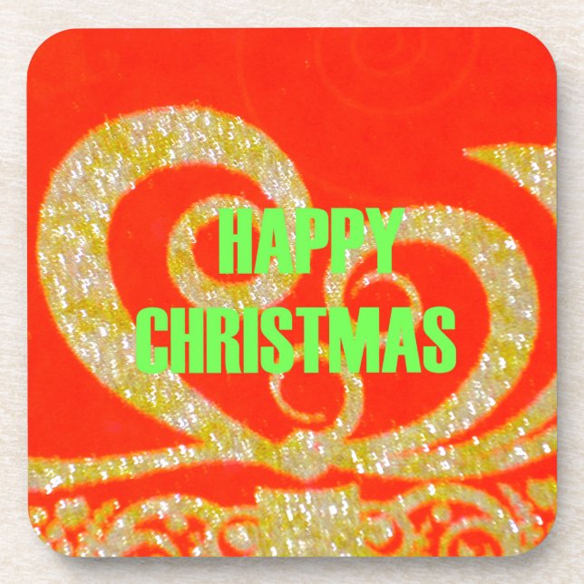 Porta-copo Feliz Natal Red e Dourada Coleção. (Frente)