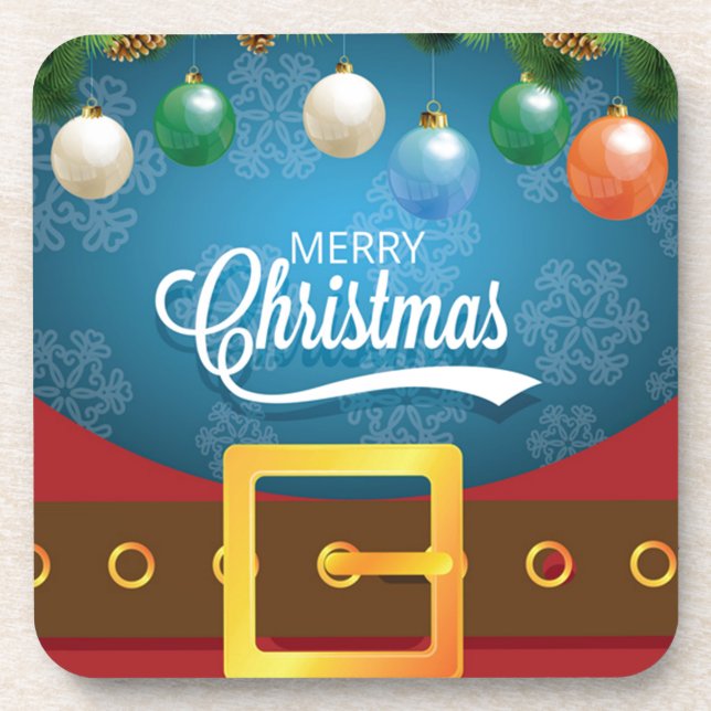 Porta-copo Feliz Papai noel de Natal (Frente)