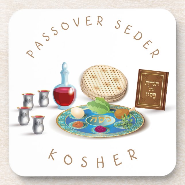 Porta-copo Feliz Passover Seder Plate Kosher Pesach (Frente)