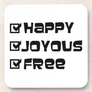 Porta-copo Feliz Slogan Gráfico de Texto Divertido, Joyous Fr