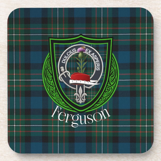 Porta-copo Ferguson Scottish Clan Tartan & Crest (Frente)