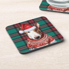 Porta-copo Feriado da Xadrez Verde Vermelha do Cão-de-Natal