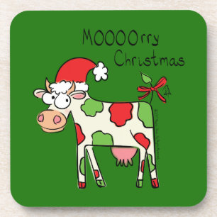 Porta-copo Feriado de Natal do Cartoon Engraçado de Vaca