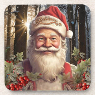 Porta-copo Férias de Natal Papai Noel floresta de neve