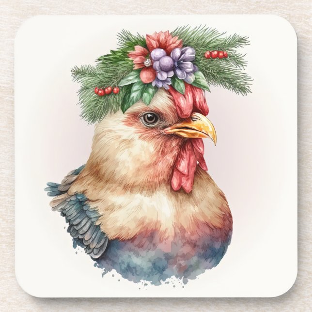 Porta-copo Férias Festivas / Portas copos de frango de Natal (Frente)