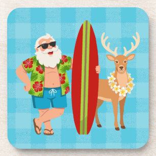 Porta-copo Férias Tropicais Havaianas do Papai Noel Surfista