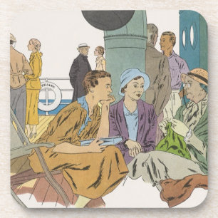 Porta-copo Férias Vintage, Passageiros de cruzeiro no convés