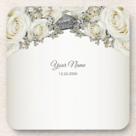 Porta-copo Festa de Casamento Floral Branco Verde Bege Modern