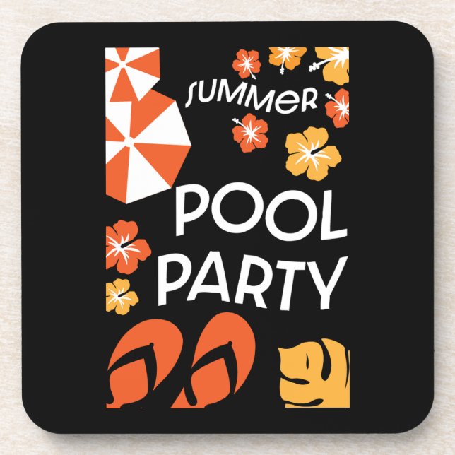 Porta-copo Festas de Piscina de Verão (Frente)