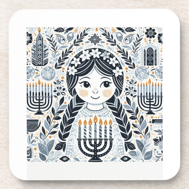 Porta-copo Festival of Lights: Hanukkah Sameach Stickers  (Frente)