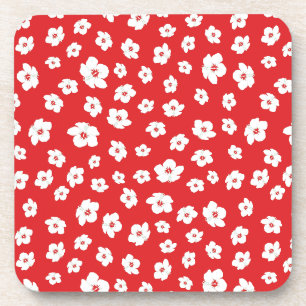 Porta-copo Festivo Holiay Natal Red White Hibiscus Flor