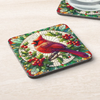 Porta-copo Festivo Holly & Berries - Cardeal de Vidro Estreit